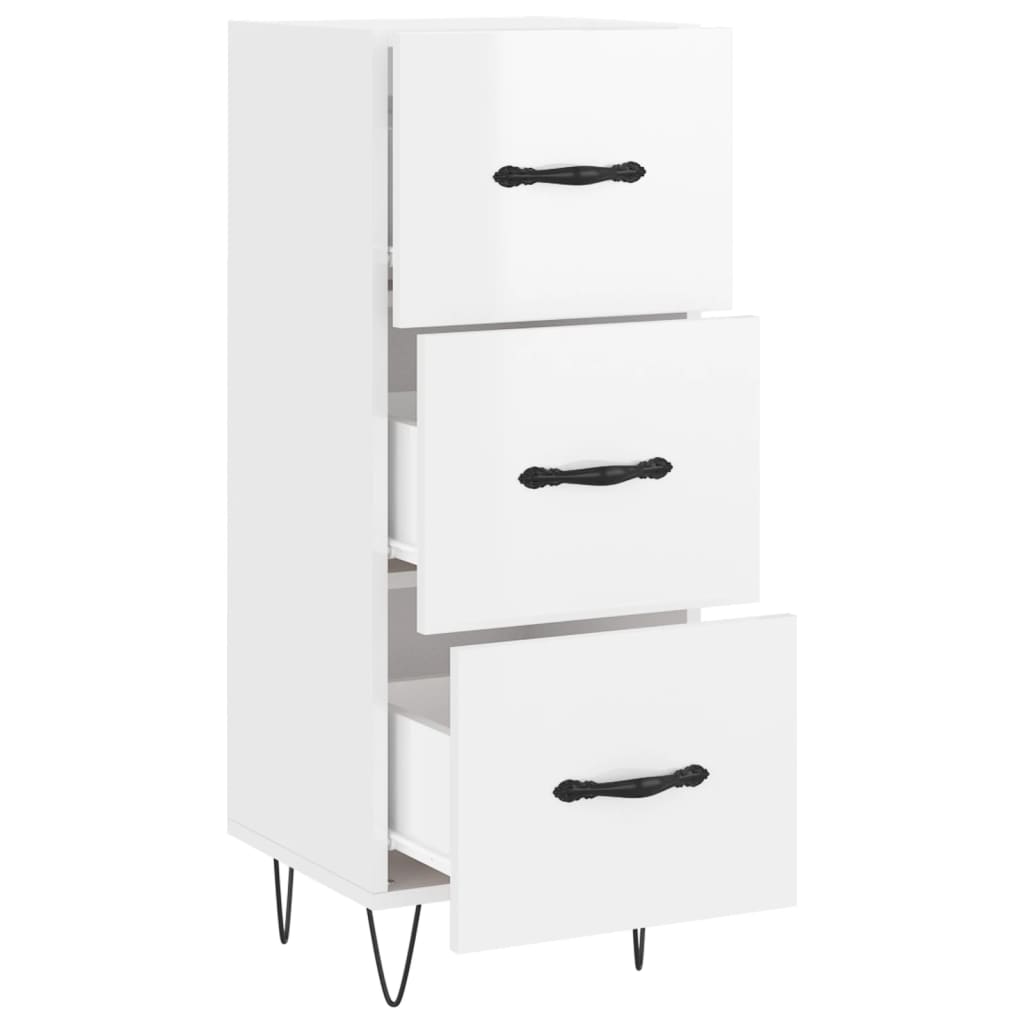 Dressoir 34,5X34X90 Cm Bewerkt Hout Hoogglans Wit