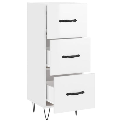 Dressoir 34,5X34X90 Cm Bewerkt Hout Hoogglans Wit