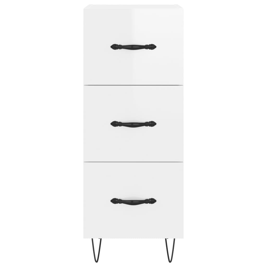 Dressoir 34,5X34X90 Cm Bewerkt Hout Hoogglans Wit