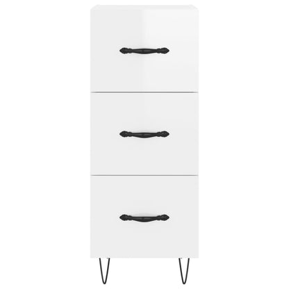 Dressoir 34,5X34X90 Cm Bewerkt Hout Hoogglans Wit