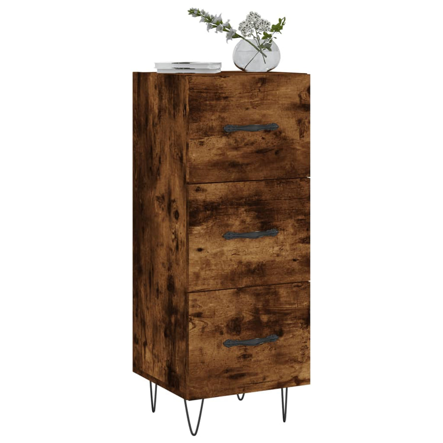 Dressoir 34,5X34X90 Cm Bewerkt Hout Gerookt Eiken