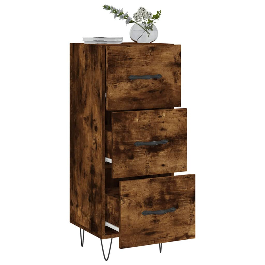 Dressoir 34,5X34X90 Cm Bewerkt Hout Gerookt Eiken