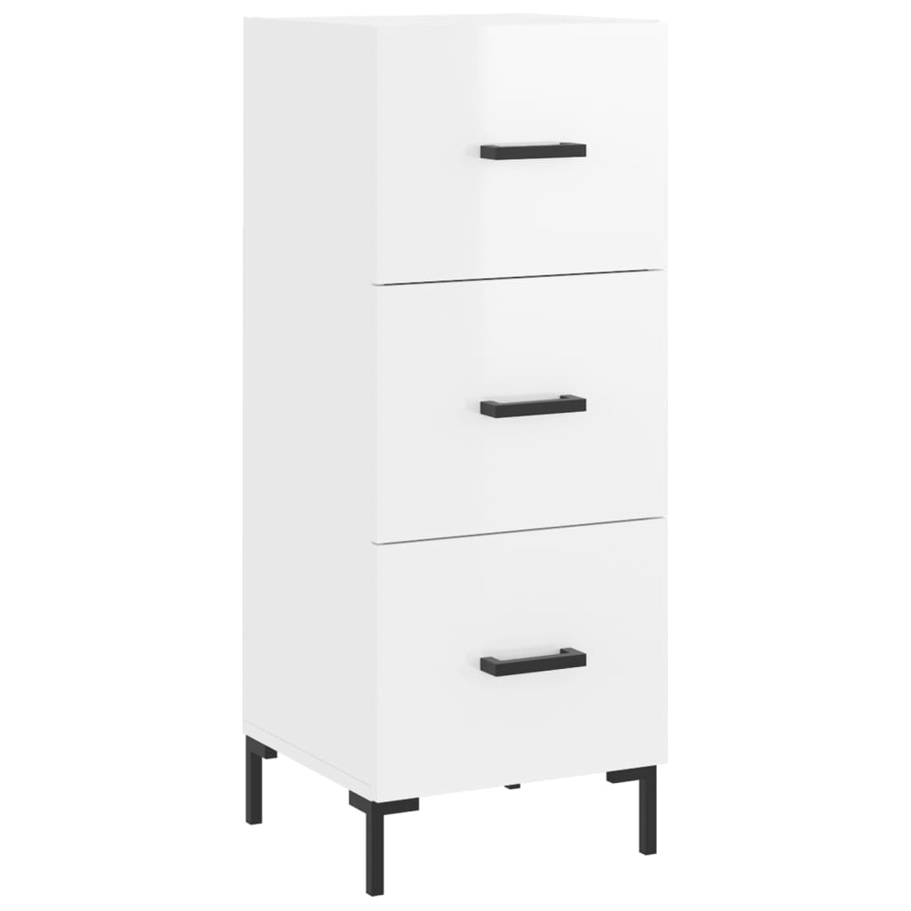 Dressoir 34,5X34X90 Cm Bewerkt Hout Hoogglans Wit