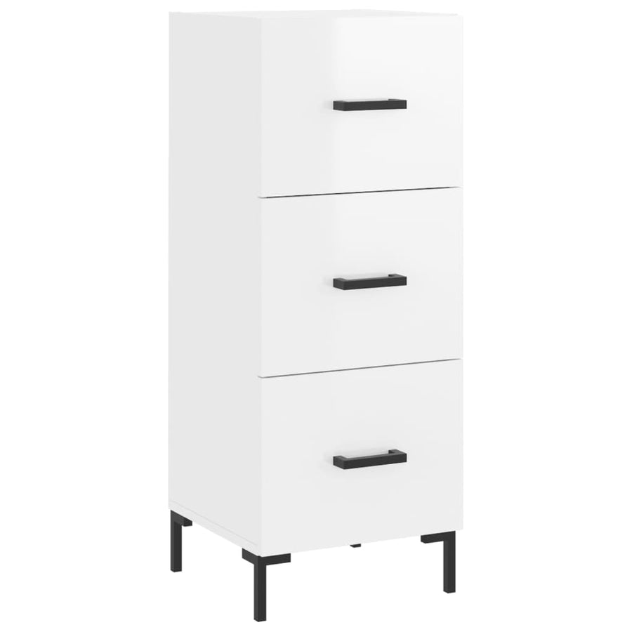 Dressoir 34,5X34X90 Cm Bewerkt Hout Hoogglans Wit