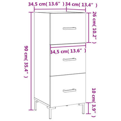 Dressoir 34,5X34X90 Cm Bewerkt Hout Hoogglans Wit