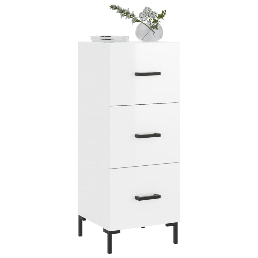 Dressoir 34,5X34X90 Cm Bewerkt Hout Hoogglans Wit