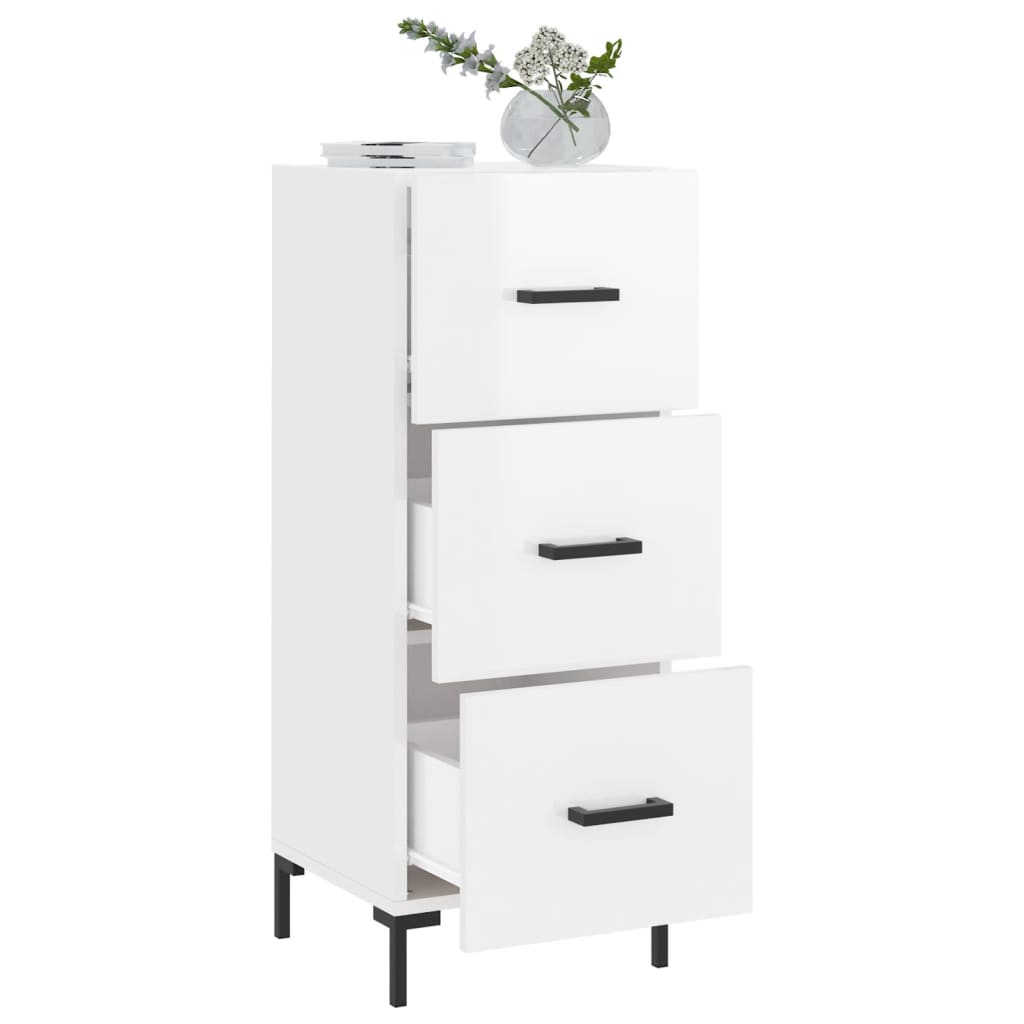 Dressoir 34,5X34X90 Cm Bewerkt Hout Hoogglans Wit