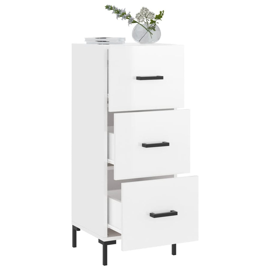 Dressoir 34,5X34X90 Cm Bewerkt Hout Hoogglans Wit