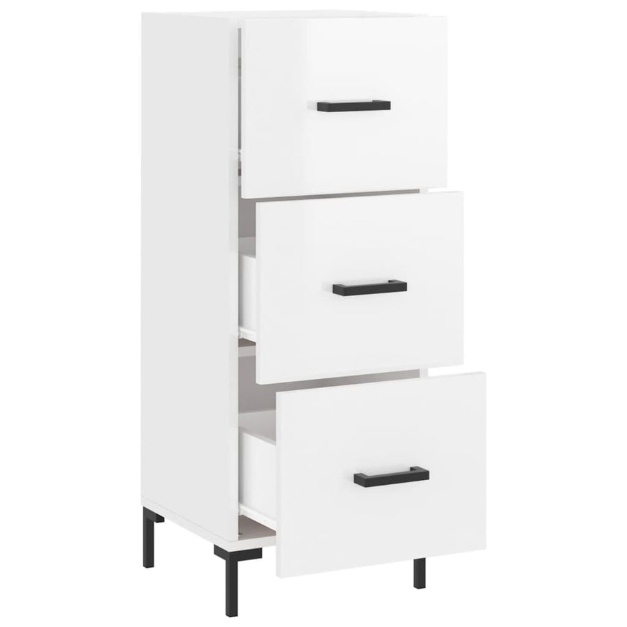 Dressoir 34,5X34X90 Cm Bewerkt Hout Hoogglans Wit