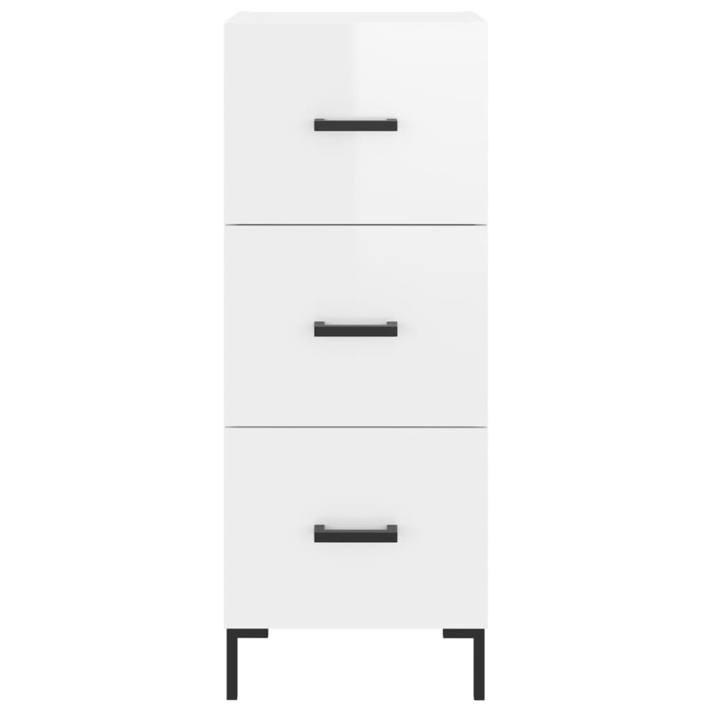 Dressoir 34,5X34X90 Cm Bewerkt Hout Hoogglans Wit