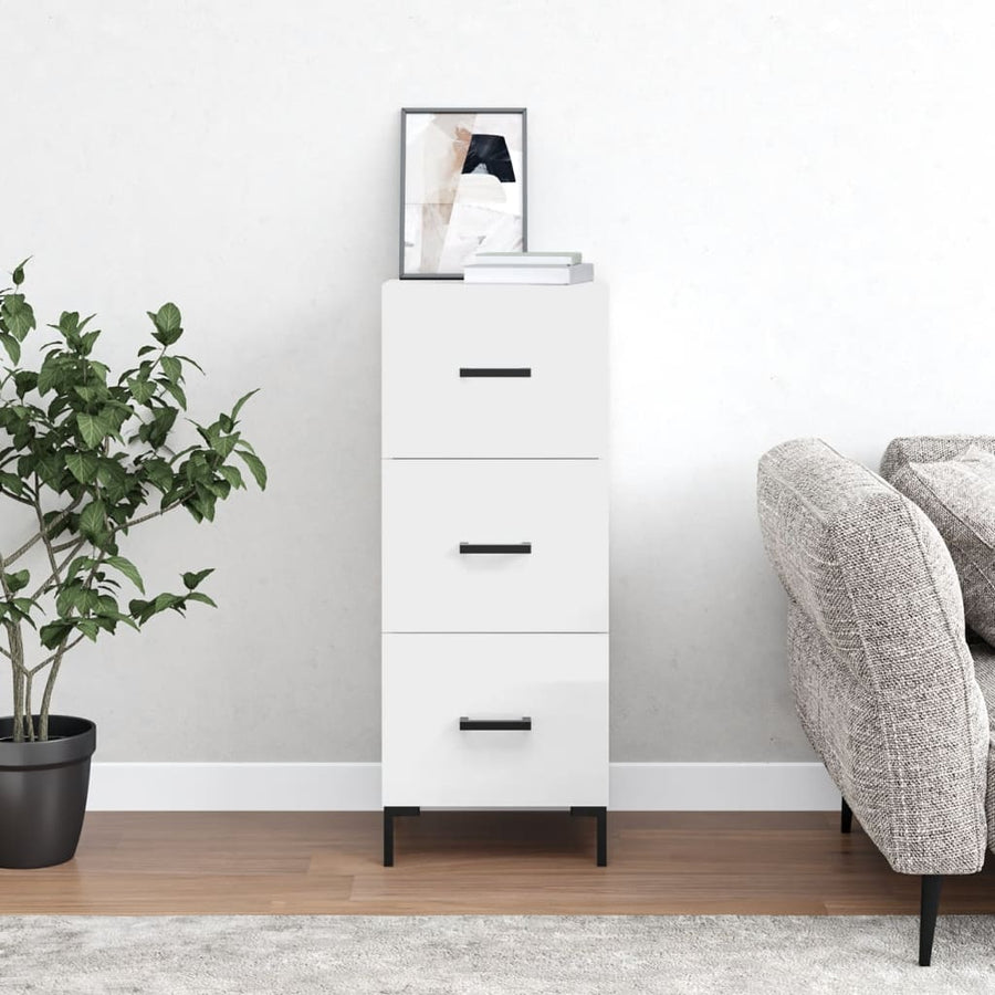 Dressoir 34,5X34X90 Cm Bewerkt Hout Hoogglans Wit
