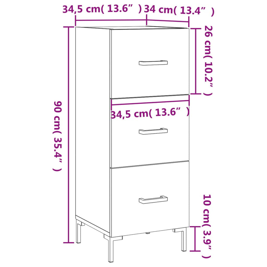 Dressoir 34,5X34X90 Cm Bewerkt Hout Sonoma Eiken