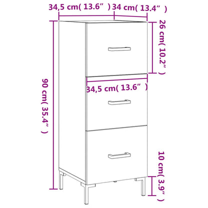 Dressoir 34,5X34X90 Cm Bewerkt Hout Gerookt Eiken
