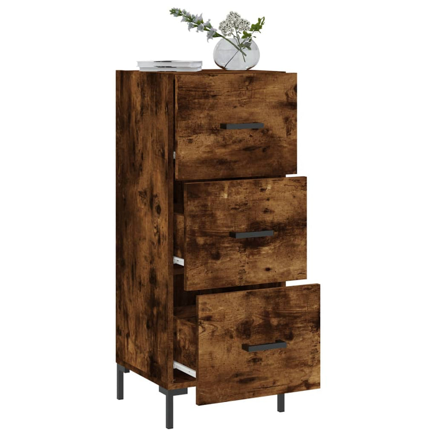 Dressoir 34,5X34X90 Cm Bewerkt Hout Gerookt Eiken