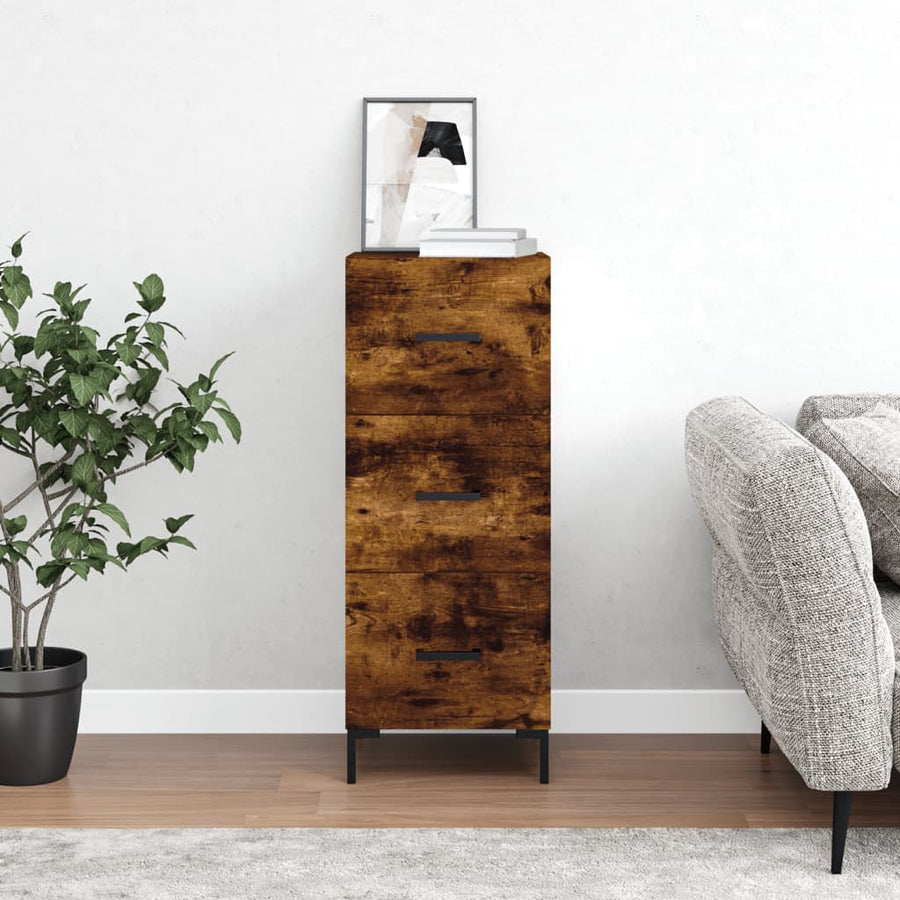 Dressoir 34,5X34X90 Cm Bewerkt Hout Gerookt Eiken