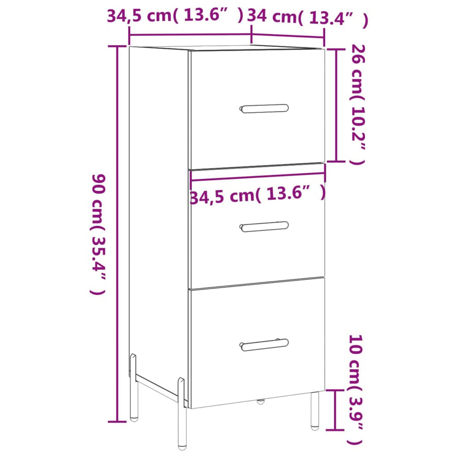 Dressoir 34,5X34X90 Cm Bewerkt Hout Wit