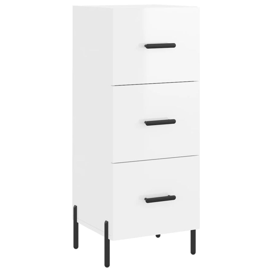 Dressoir 34,5X34X90 Cm Bewerkt Hout Hoogglans Wit