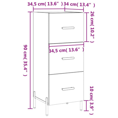 Dressoir 34,5X34X90 Cm Bewerkt Hout Hoogglans Wit
