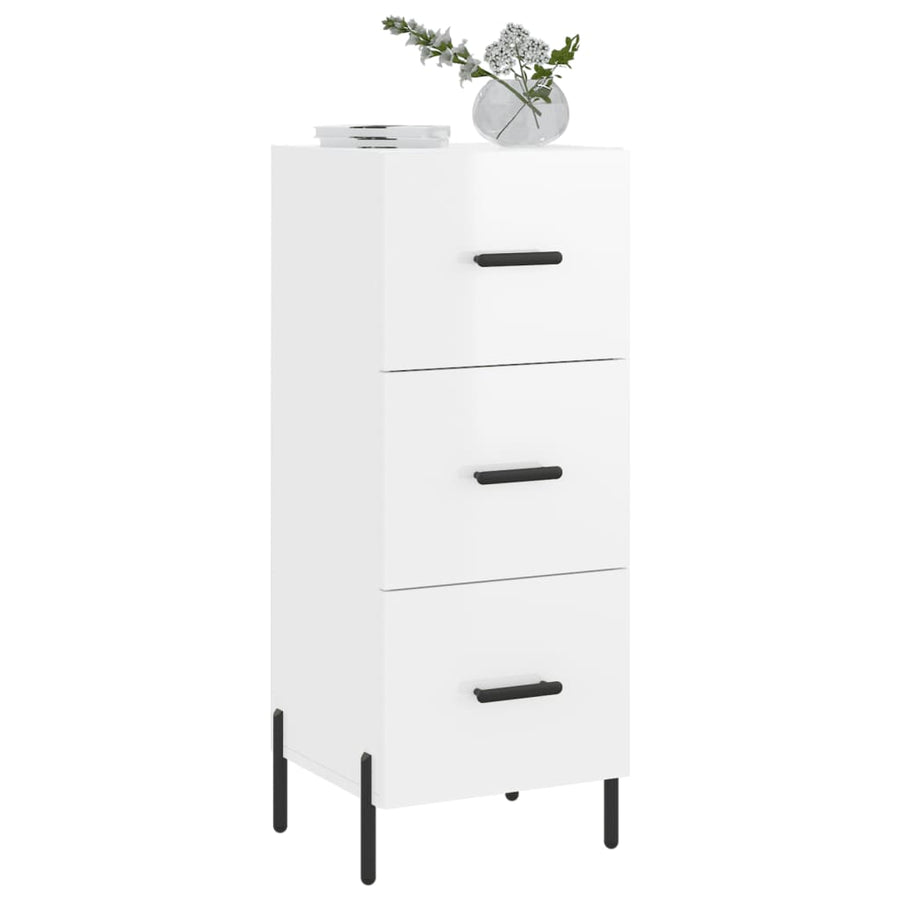Dressoir 34,5X34X90 Cm Bewerkt Hout Hoogglans Wit