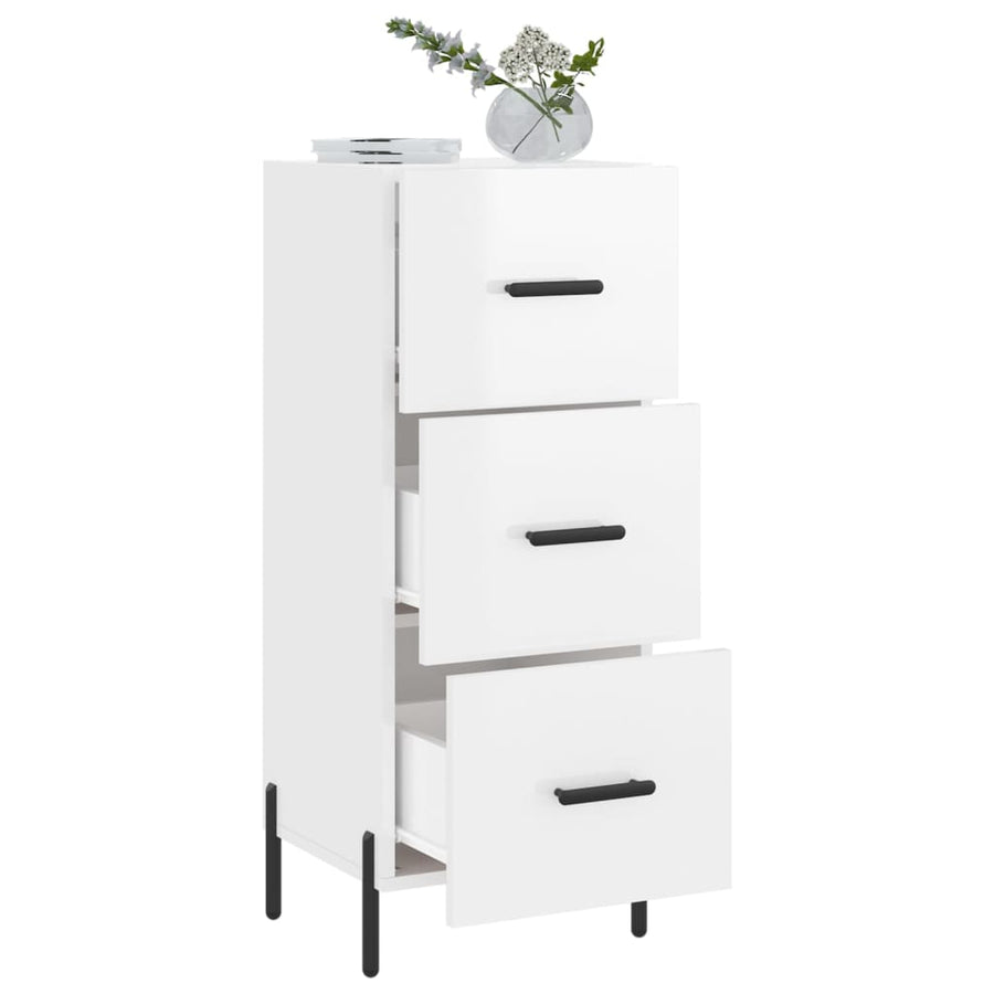 Dressoir 34,5X34X90 Cm Bewerkt Hout Hoogglans Wit