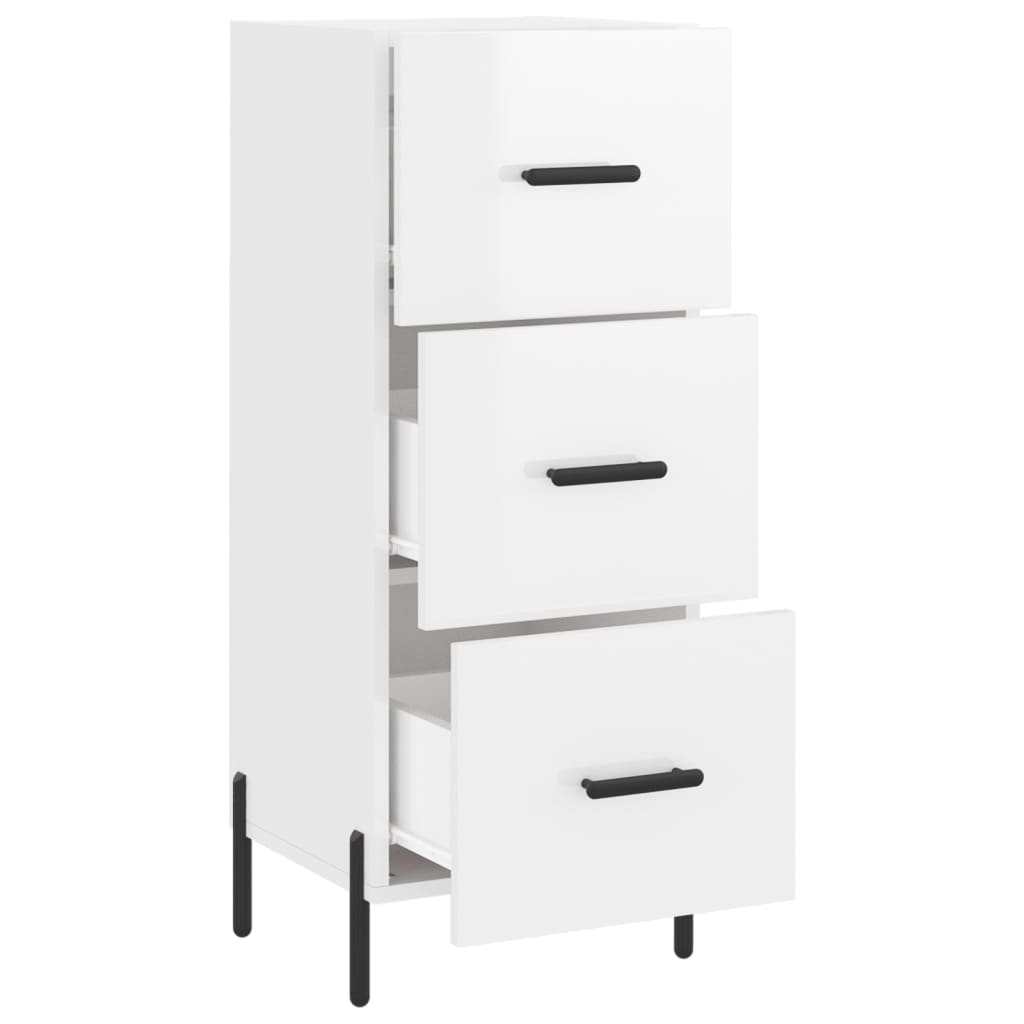 Dressoir 34,5X34X90 Cm Bewerkt Hout Hoogglans Wit
