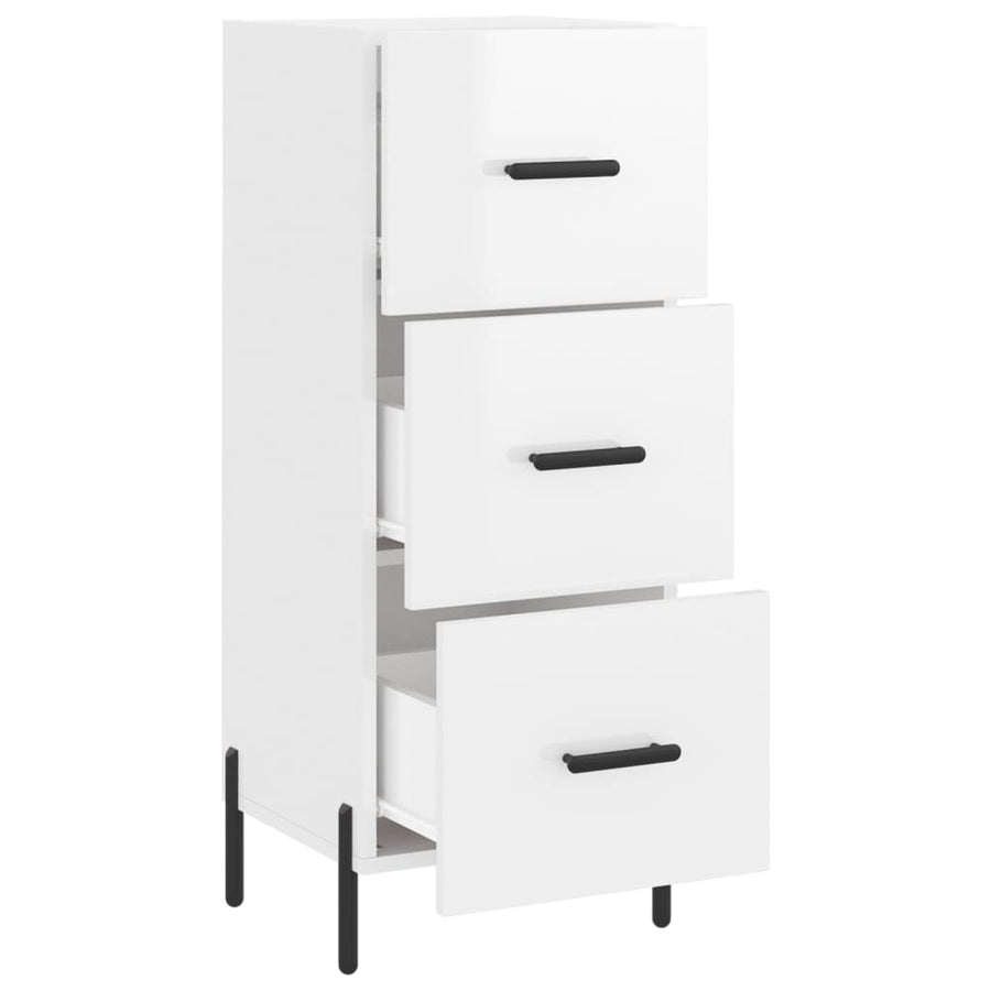 Dressoir 34,5X34X90 Cm Bewerkt Hout Hoogglans Wit