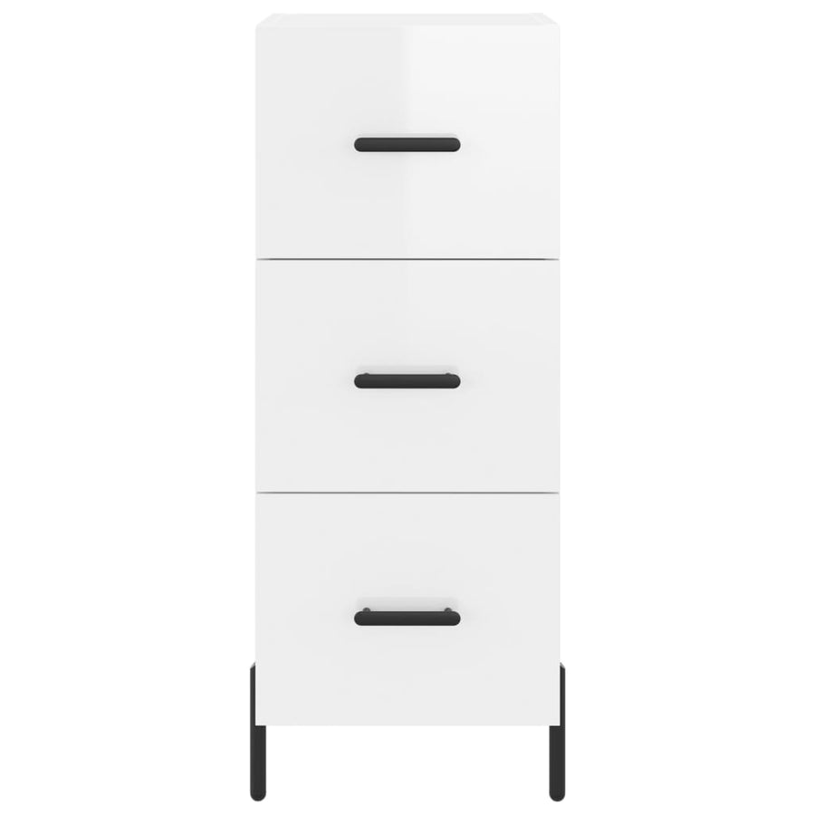 Dressoir 34,5X34X90 Cm Bewerkt Hout Hoogglans Wit