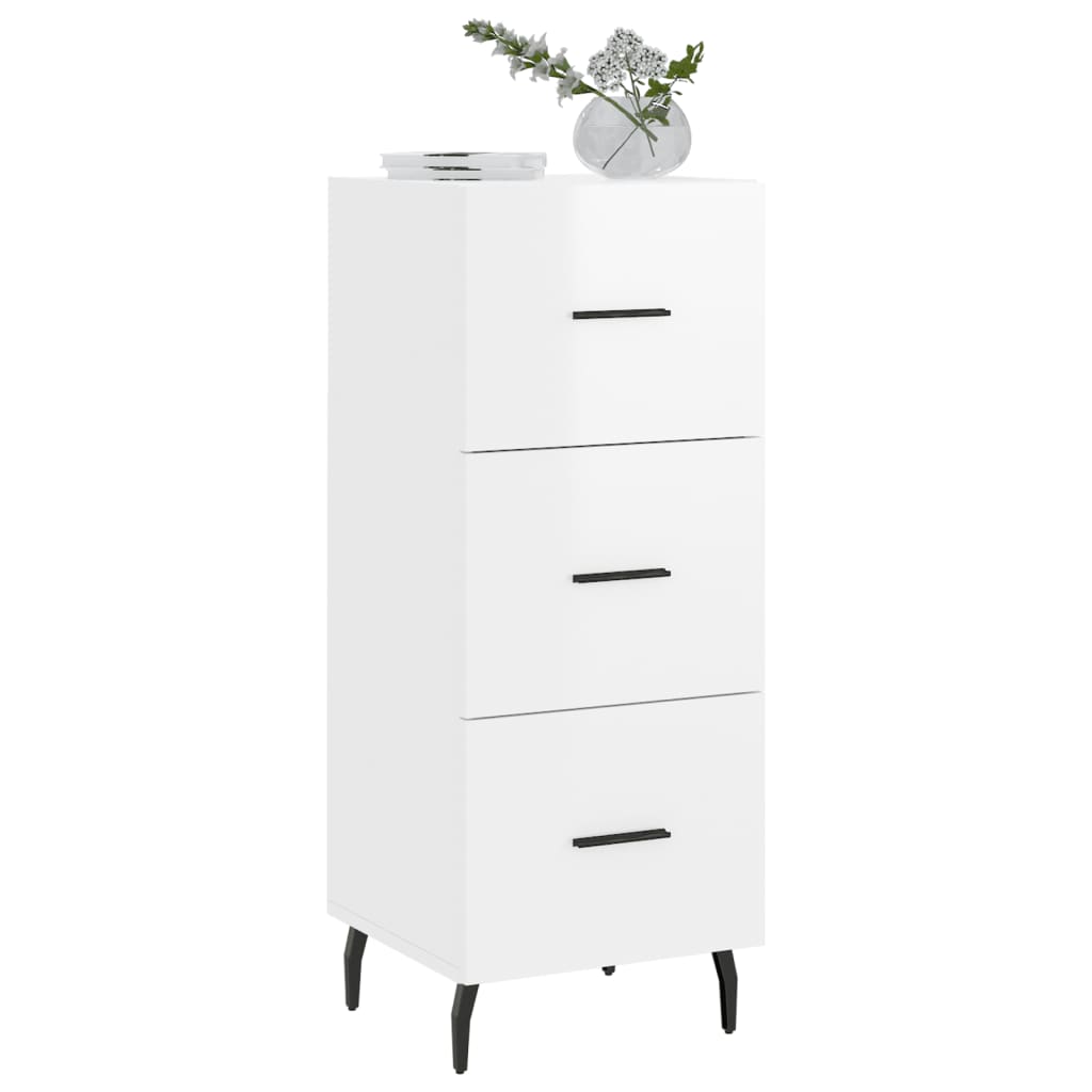Dressoir 34,5X34X90 Cm Bewerkt Hout Hoogglans Wit
