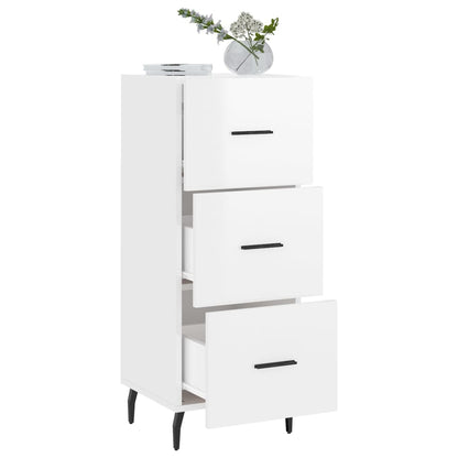 Dressoir 34,5X34X90 Cm Bewerkt Hout Hoogglans Wit