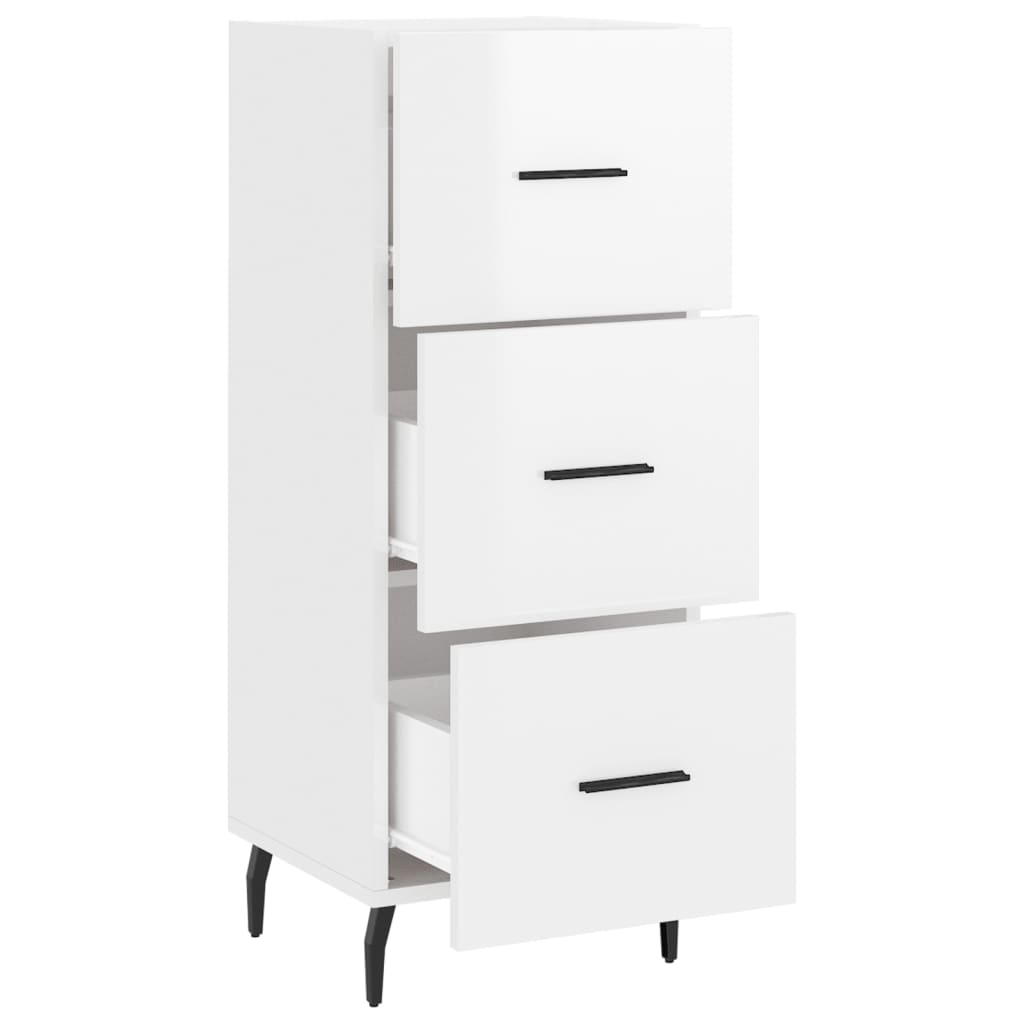 Dressoir 34,5X34X90 Cm Bewerkt Hout Hoogglans Wit
