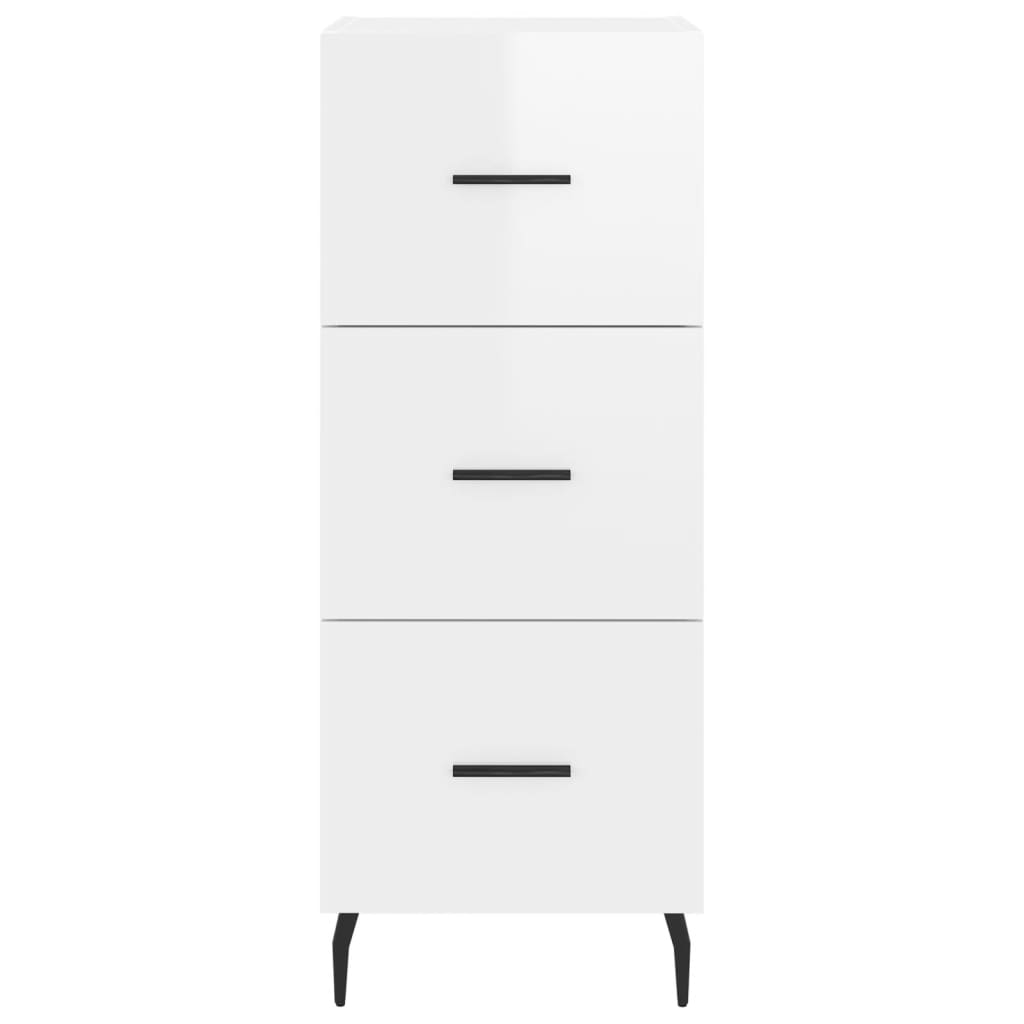 Dressoir 34,5X34X90 Cm Bewerkt Hout Hoogglans Wit