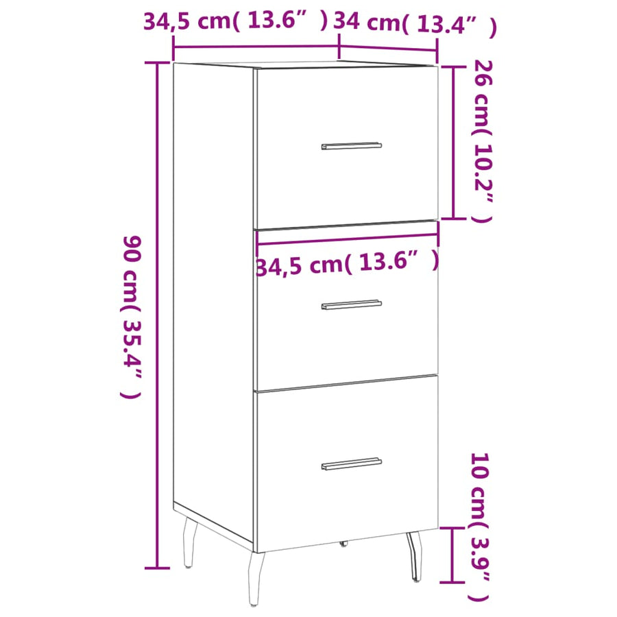 Dressoir 34,5X34X90 Cm Bewerkt Hout Sonoma Eiken