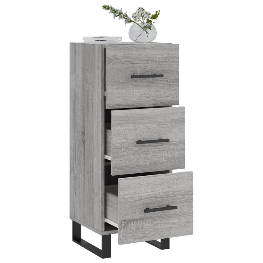 Dressoir 34,5X34X90 Cm Bewerkt Hout Eikenkleurig Grijs sonoma