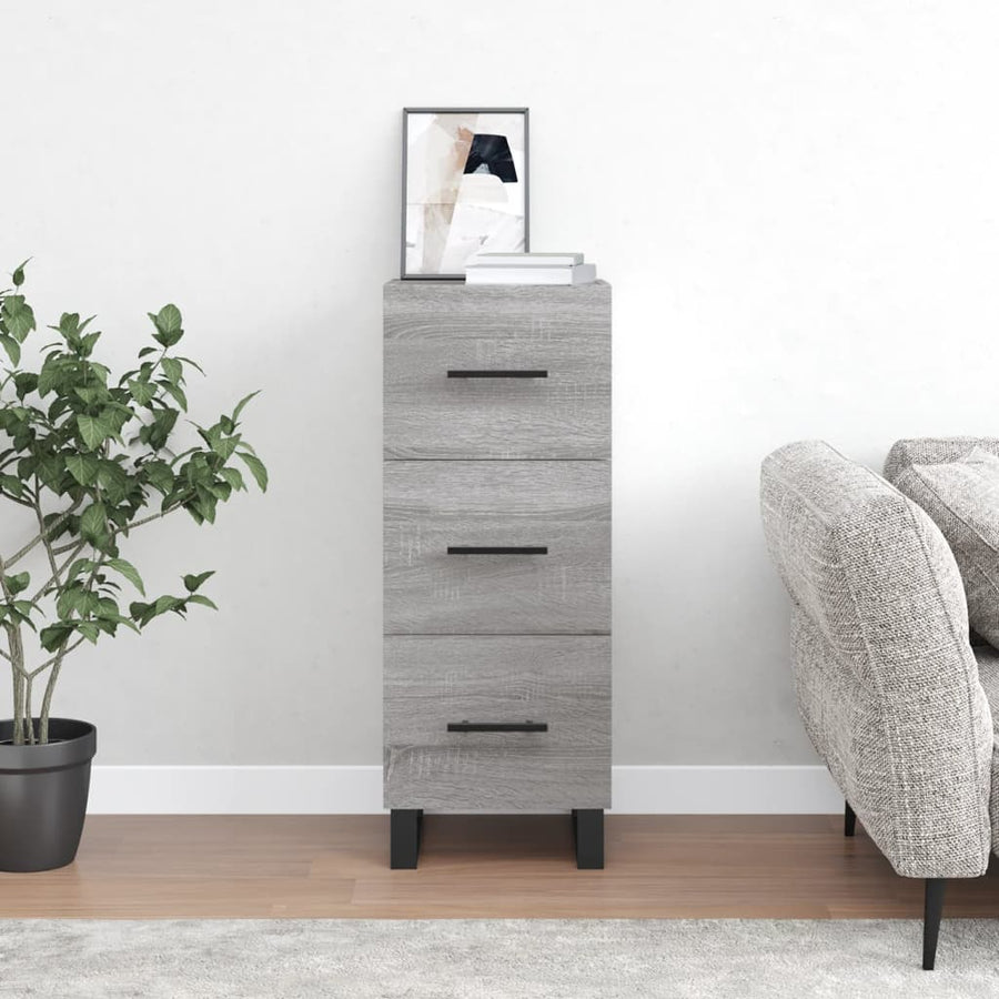 Dressoir 34,5X34X90 Cm Bewerkt Hout Eikenkleurig Grijs sonoma