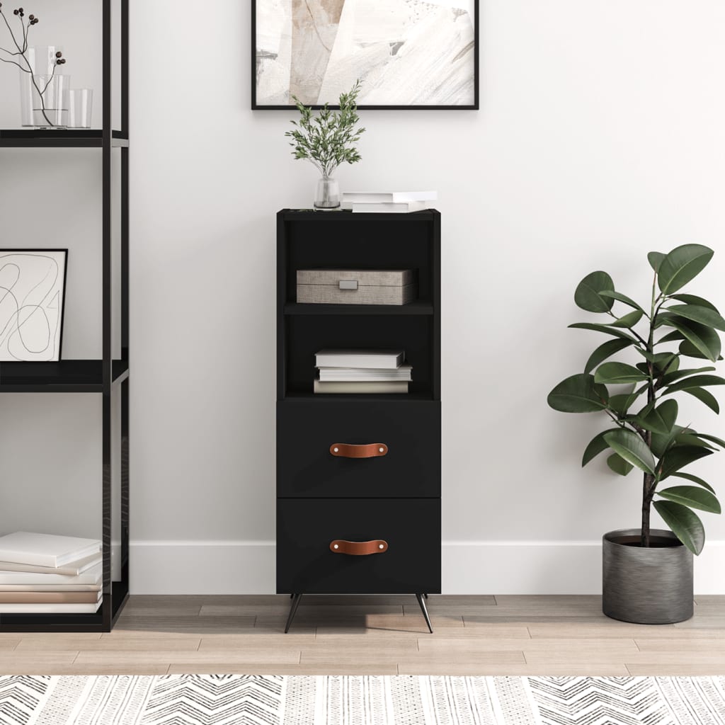 Dressoir 34,5X34X90 Cm Bewerkt Hout Zwart