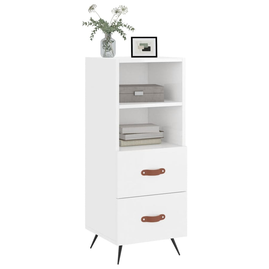 Dressoir 34,5X34X90 Cm Bewerkt Hout Hoogglans Wit