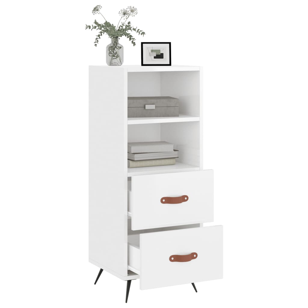 Dressoir 34,5X34X90 Cm Bewerkt Hout Hoogglans Wit