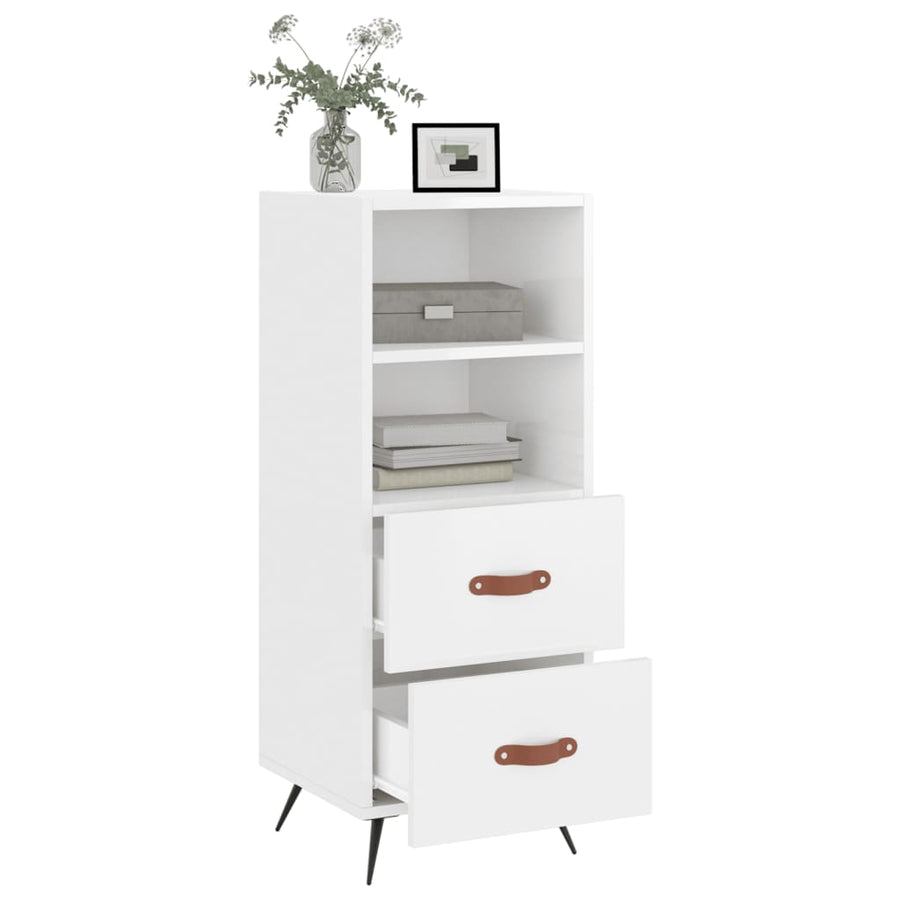 Dressoir 34,5X34X90 Cm Bewerkt Hout Hoogglans Wit