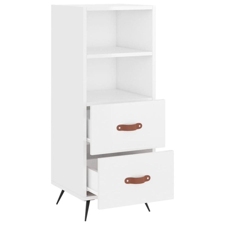 Dressoir 34,5X34X90 Cm Bewerkt Hout Hoogglans Wit