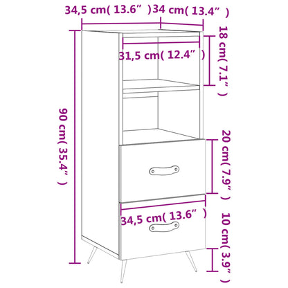Dressoir 34,5X34X90 Cm Bewerkt Hout Grijs Sonoma Eikenkleurig