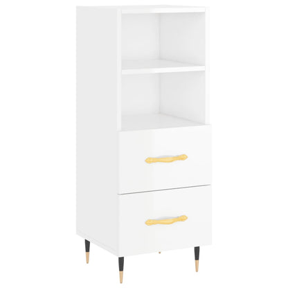 Dressoir 34,5X34X90 Cm Bewerkt Hout Hoogglans Wit