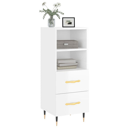 Dressoir 34,5X34X90 Cm Bewerkt Hout Hoogglans Wit