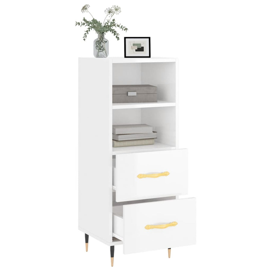 Dressoir 34,5X34X90 Cm Bewerkt Hout Hoogglans Wit