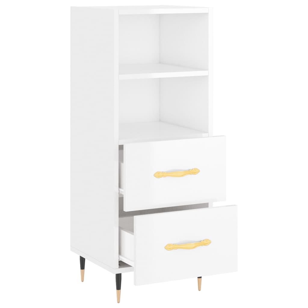 Dressoir 34,5X34X90 Cm Bewerkt Hout Hoogglans Wit