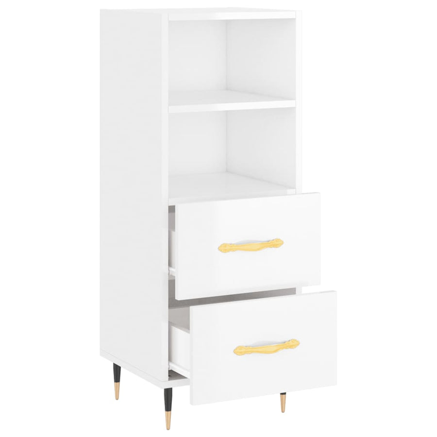 Dressoir 34,5X34X90 Cm Bewerkt Hout Hoogglans Wit