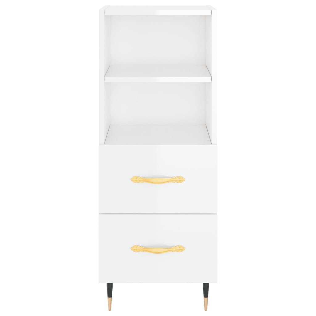 Dressoir 34,5X34X90 Cm Bewerkt Hout Hoogglans Wit