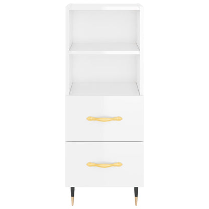 Dressoir 34,5X34X90 Cm Bewerkt Hout Hoogglans Wit