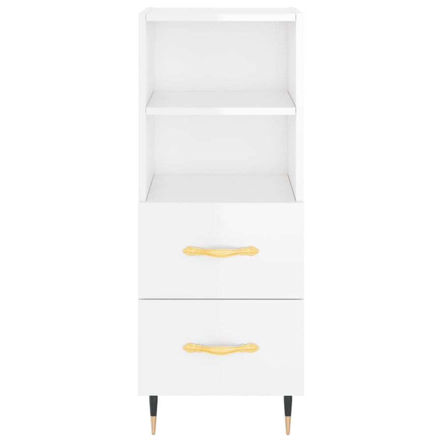 Dressoir 34,5X34X90 Cm Bewerkt Hout Hoogglans Wit