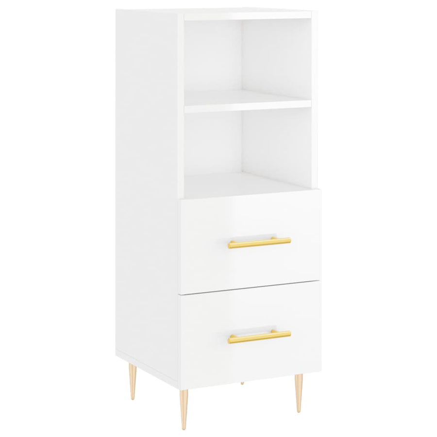 Dressoir 34,5X34X90 Cm Bewerkt Hout Hoogglans Wit