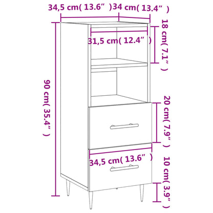 Dressoir 34,5X34X90 Cm Bewerkt Hout Hoogglans Wit